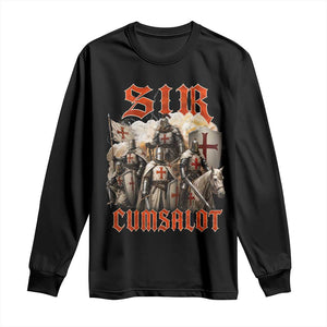 Sir Cumsalot Funny Offensive Knight Meme Bootleg Graphic Long Sleeve Shirt