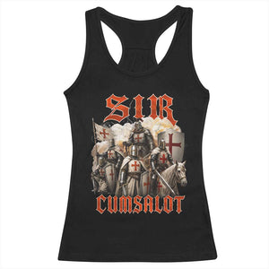 Sir Cumsalot Funny Offensive Knight Meme Bootleg Graphic Racerback Tank Top