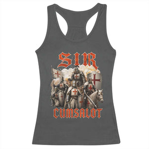 Sir Cumsalot Funny Offensive Knight Meme Bootleg Graphic Racerback Tank Top