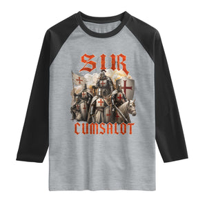 Sir Cumsalot Funny Offensive Knight Meme Bootleg Graphic Raglan Shirt