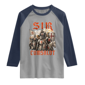 Sir Cumsalot Funny Offensive Knight Meme Bootleg Graphic Raglan Shirt