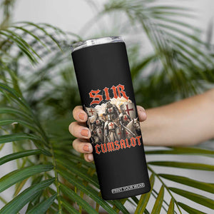 Sir Cumsalot Funny Offensive Knight Meme Bootleg Graphic Skinny Tumbler