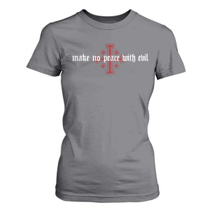 Make No Peace with Evil Knight Templar Jerusalem Crusade Cross T Shirt For Women
