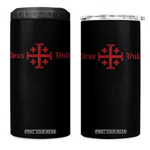 Deus Vult Catholic Knight Templar Crusader Cross 4 in 1 Can Cooler Tumbler
