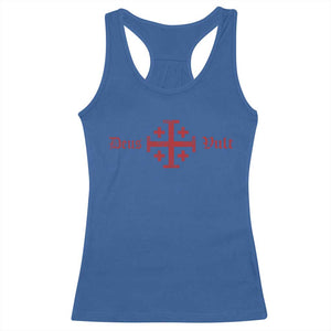 Deus Vult Catholic Knight Templar Crusader Cross Racerback Tank Top