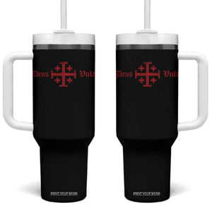 Deus Vult Catholic Knight Templar Crusader Cross Tumbler With Handle