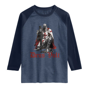 Deus Vult Knights Templar Gun Lover Raglan Shirt Crusader Cross Soldier of Christ