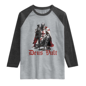 Deus Vult Knights Templar Gun Lover Raglan Shirt Crusader Cross Soldier of Christ