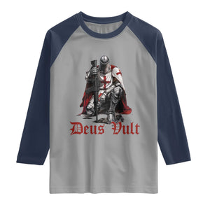 Deus Vult Knights Templar Gun Lover Raglan Shirt Crusader Cross Soldier of Christ
