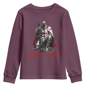 Deus Vult Knights Templar Gun Lover Youth Sweatshirt Crusader Cross Soldier of Christ