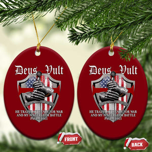 Deus Vult Knights Templar Ceramic Ornament He Trains My Hands For War And My Fingers For Battle