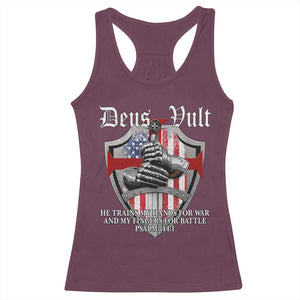 Deus Vult Knights Templar Racerback Tank Top He Trains My Hands For War And My Fingers For Battle