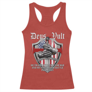 Deus Vult Knights Templar Racerback Tank Top He Trains My Hands For War And My Fingers For Battle