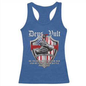 Deus Vult Knights Templar Racerback Tank Top He Trains My Hands For War And My Fingers For Battle