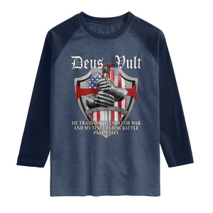 Deus Vult Knights Templar Raglan Shirt He Trains My Hands For War And My Fingers For Battle