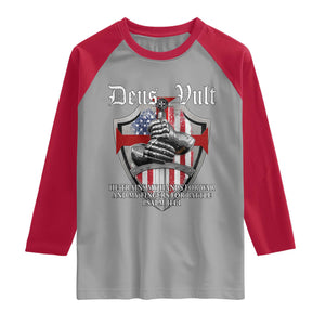 Deus Vult Knights Templar Raglan Shirt He Trains My Hands For War And My Fingers For Battle