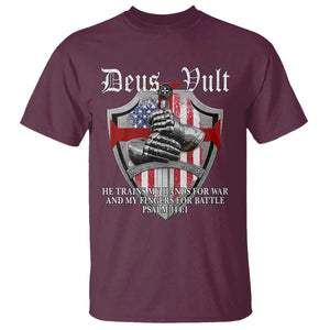 Deus Vult Knights Templar T Shirt He Trains My Hands For War And My Fingers For Battle