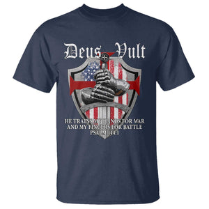 Deus Vult Knights Templar T Shirt He Trains My Hands For War And My Fingers For Battle