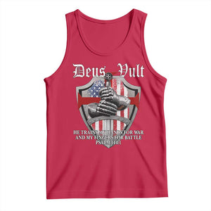 Deus Vult Knights Templar Tank Top He Trains My Hands For War And My Fingers For Battle