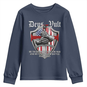 Deus Vult Knights Templar Youth Sweatshirt He Trains My Hands For War And My Fingers For Battle