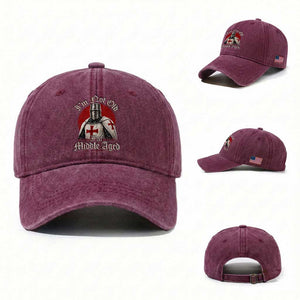 I Am Not Old I Am Middle Aged Funny Templar Knight Washed Cotton Baseball Cap Medieval Ren Fair Humor