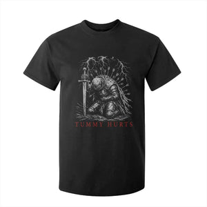 Tummy Hurts Funny Medieval Knight Dark Fantasy Humor T Shirt For Kid