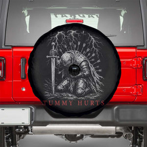 Tummy Hurts Funny Medieval Knight Dark Fantasy Humor Spare Tire Cover