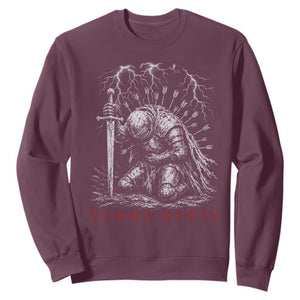 Tummy Hurts Funny Medieval Knight Dark Fantasy Humor Sweatshirt