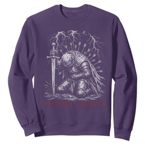 Tummy Hurts Funny Medieval Knight Dark Fantasy Humor Sweatshirt