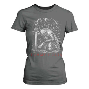 Tummy Hurts Funny Medieval Knight Dark Fantasy Humor T Shirt For Women