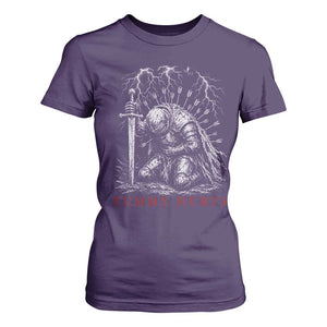 Tummy Hurts Funny Medieval Knight Dark Fantasy Humor T Shirt For Women