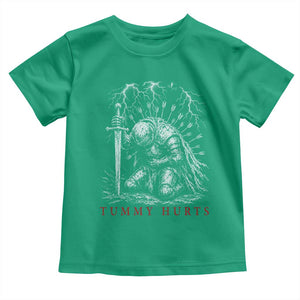 Tummy Hurts Funny Medieval Knight Dark Fantasy Humor Toddler T Shirt