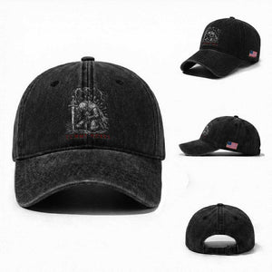 Tummy Hurts Funny Medieval Knight Dark Fantasy Humor Washed Cotton Baseball Cap