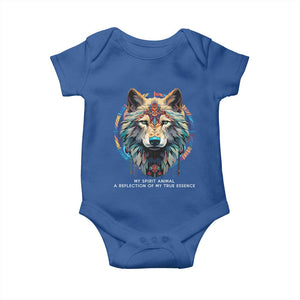 Native Americans Baby Onesie My Spirit Animal A Reflection Of My True Essence Wolf TS11 Royal Blue Print Your Wear
