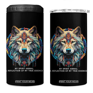 Native Americans 4 in 1 Can Cooler Tumbler My Spirit Animal A Reflection Of My True Essence Wolf TS11 One Size: 16 oz Black Print Your Wear