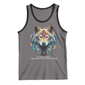 Native Americans Tank Top My Spirit Animal A Reflection Of My True Essence Wolf TS11 Deep Heather Black Print Your Wear