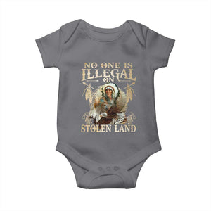 Native American Baby Onesie No One Is Illegal On Stolen Land Eagle Tribe TS11 Charcoal Print Your Wear