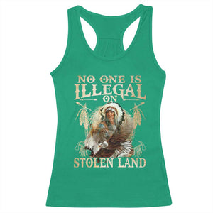 Native American Racerback Tank Top No One Is Illegal On Stolen Land Eagle Tribe TS11 Irish Green Print Your Wear
