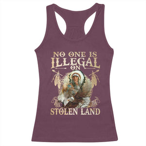 Native American Racerback Tank Top No One Is Illegal On Stolen Land Eagle Tribe TS11 Maroon Print Your Wear