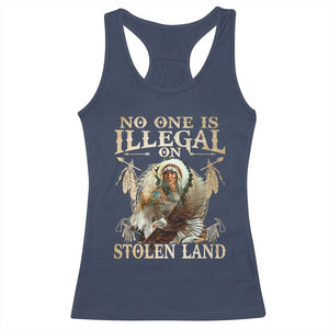 Native American Racerback Tank Top No One Is Illegal On Stolen Land Eagle Tribe TS11 Navy Print Your Wear