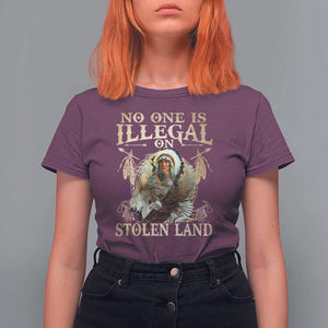 Native American T Shirt For Women No One Is Illegal On Stolen Land Eagle Tribe TS11 Maroon Print Your Wear