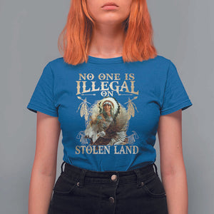Native American T Shirt For Women No One Is Illegal On Stolen Land Eagle Tribe TS11 Royal Blue Print Your Wear
