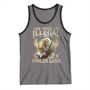 Native American Tank Top No One Is Illegal On Stolen Land Eagle Tribe TS11 Deep Heather Black Print Your Wear