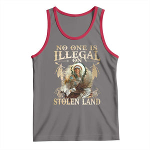 Native American Tank Top No One Is Illegal On Stolen Land Eagle Tribe TS11 Deep Heather Red Print Your Wear