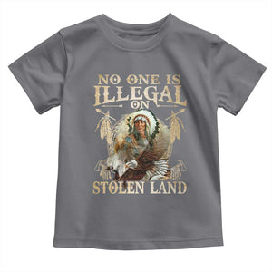 Native American Toddler T Shirt No One Is Illegal On Stolen Land Eagle Tribe TS11 Charcoal Print Your Wear