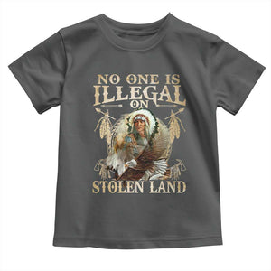 Native American Toddler T Shirt No One Is Illegal On Stolen Land Eagle Tribe TS11 Dark Heather Print Your Wear