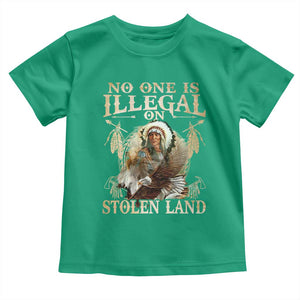 Native American Toddler T Shirt No One Is Illegal On Stolen Land Eagle Tribe TS11 Irish Green Print Your Wear