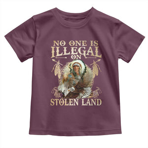Native American Toddler T Shirt No One Is Illegal On Stolen Land Eagle Tribe TS11 Maroon Print Your Wear