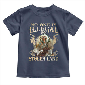 Native American Toddler T Shirt No One Is Illegal On Stolen Land Eagle Tribe TS11 Navy Print Your Wear