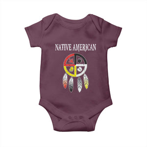 Native American Baby Onesie Medicine Wheel Dreamcatcher Spirit Animal Paws TS11 Maroon Print Your Wear
